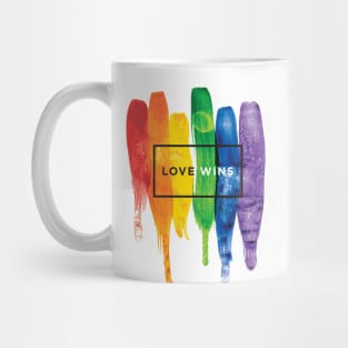 Watercolor LGBT Love Wins Rainbow Paint Typographic Mug